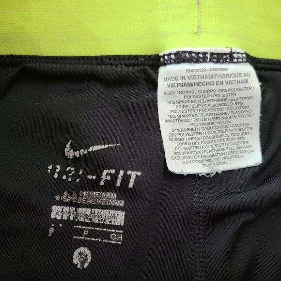 Nike Dri Fit Shorts Small Black Green Layered running cycling gym athletic - Picture 2 of 5